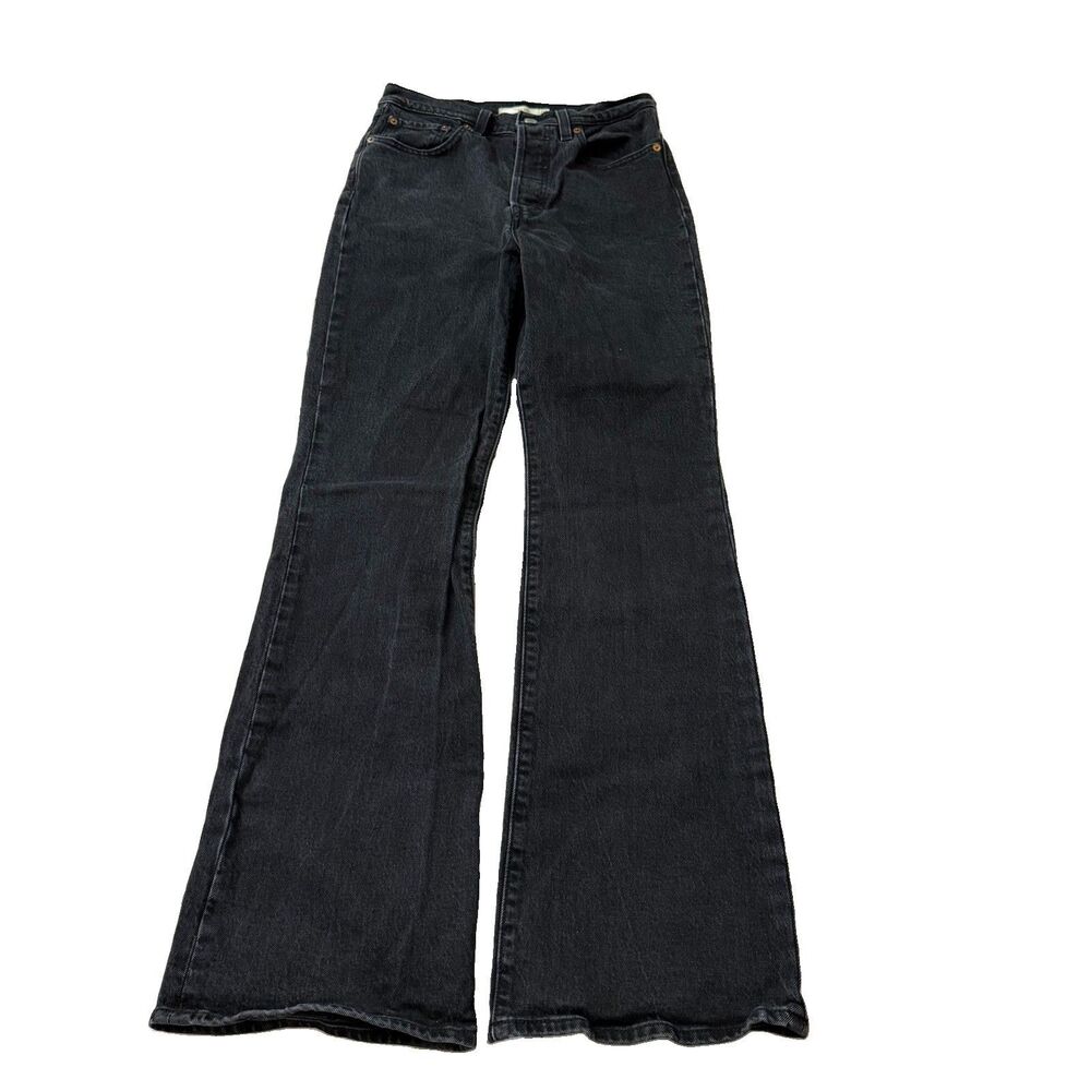 Levis Ribcage Boot Jeans Womens 27 x 33 Black High Rise Bootcut Button Fly